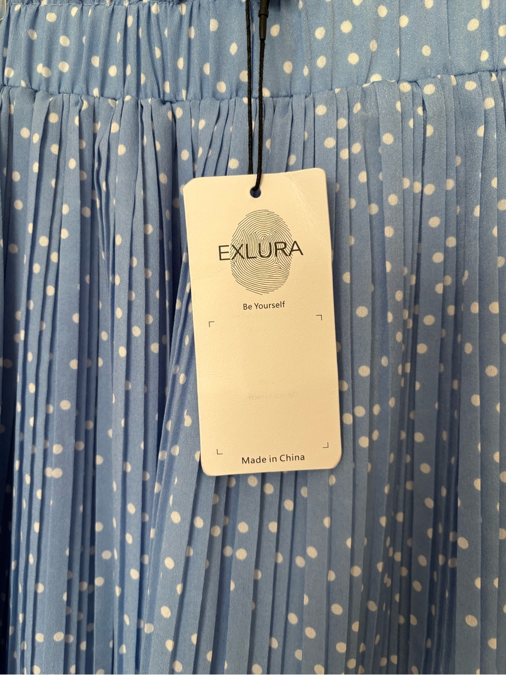 EXLURA  Polka Dot Pleated Midi Swing Skirt with Pockets - Picture 6 of 9